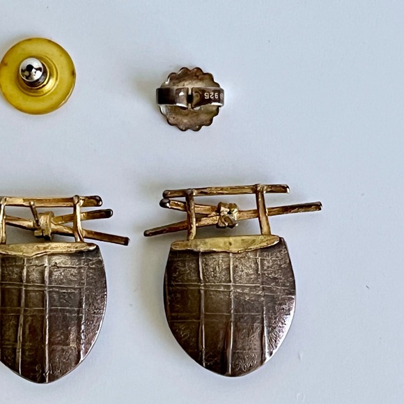 Carolyn Morris Bach Pierced Earrings Sterling Silver 18K Gold - Picture 10 of 14